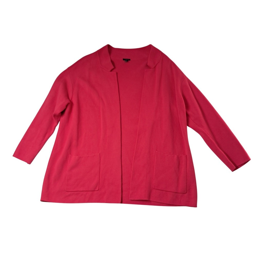 Talbots Cardigan Sweater Womens 2X Pink Open Front Long Sleeve Knit Pockets